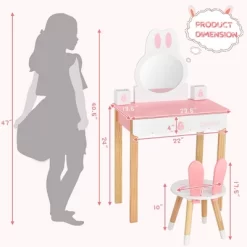 Costway Kids Vanity Set Rabbit Makeup Dressing Table Chair Set W/ Mirror Drawer WhitePink -Furniture Specialty Store GUEST 7fe9b50c 6d90 4a82 a005 0b8554e38dd9
