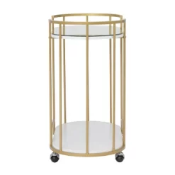 Pavillion 2 Tier Oval Bar Serving Cart Shelves With Glass Mirror Gold - Studio Designs -Furniture Specialty Store GUEST 7ffa77ba d12a 4c20 b805 662fe45bca11