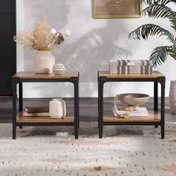 Set Of 2 Benny Urban Industrial Angle Iron Side Tables - Saracina Home -Furniture Specialty Store GUEST 805a5e76 b2c9 47bf ac9c 7696f3043384