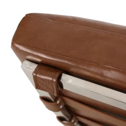 Pearsall Modern Channel Stitch Chaise Lounge Cognac Brown/Silver - Christopher Knight Home -Furniture Specialty Store GUEST 8073ee6f 77bb 460b b4be b438c6e71570