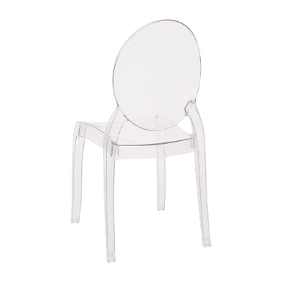 Emma And Oliver Set Of 4 Multifunctional Transparent Polycarbonate Resin Stacking Accent Chair With Extra Wide Seat For Vanity, Dining Room, Bedroom & Outdoor Events 11 Emma And Oliver Set Of 4 Multifunctional Transparent Polycarbonate Resin Stacking Accent Chair With Extra Wide Seat For Vanity, Dining Room, Bedroom & Outdoor Events - Image 9