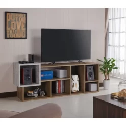 66.46" Durandyl Contemporary Bookcase Honey Walnut - HOMES: Inside + Out