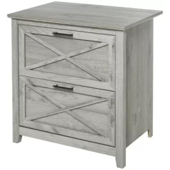 HOMCOM Retro Wooden 2-Drawer Lateral File Chest Cabinet Pedestal For Document Storage With Hanging Bar For Letter/Legal Size, Gray -Furniture Specialty Store GUEST 815f8a05 3a76 4391 a581 80edaa572895