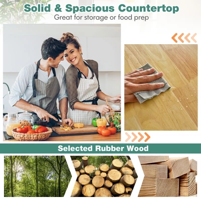 Costway Rolling Kitchen Cart Island Heavy Duty Storage Trolley Cabinet Utility Black 11 Costway Rolling Kitchen Cart Island Heavy Duty Storage Trolley Cabinet Utility Black - Image 9