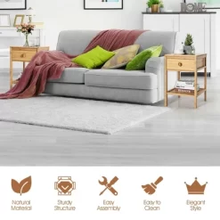 Costway Bamboo Nightstand Natural Side End Table W/Drawer For Living Room Bedroom -Furniture Specialty Store GUEST 84410301 f37f 43b3 bcb8 e0cfb438d29c