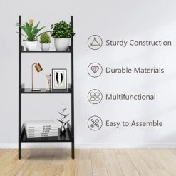 Costway 3 Tier Leaning Rack Wall Ladder Book Shelf Bookcase Storage Display Multipurpose -Furniture Specialty Store GUEST 844dcef2 add3 43f7 950b fe39c7653b29
