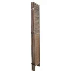 Rancho Shutter 4 Panel Room Divider With Folding Screen Room Partition Paulownia Wood Brown - Proman Products