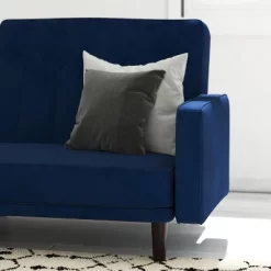 Emma And Oliver Plush Padded Upholstered Split Back Sofa Futon With Vertical Channel Tufting And Wooden Legs -Furniture Specialty Store GUEST 86a3b819 ee06 4e85 8729 e98da70d9da2