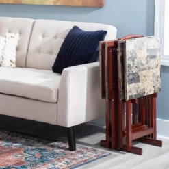 Faux Marble Tray Table Set - Linon -Furniture Specialty Store GUEST 8786e91a 3e5d 4a21 bdc1 f2fd364944fa