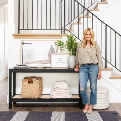 Console Table With Woven Rattan Shelf Black - Threshold™ Designed With Studio McGee -Furniture Specialty Store GUEST 8850858f 6d86 4502 8112 f583beb8eb20