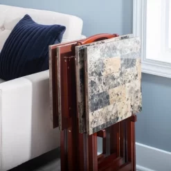 Faux Marble Tray Table Set - Linon -Furniture Specialty Store GUEST 8972bdd7 a31a 4c6a 9b00 c7f8b7ca5701