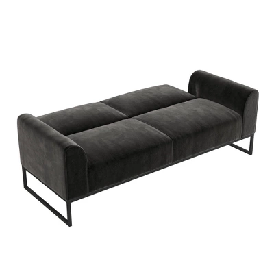 Adley Velvet Fabric Coil Futon With Metal Base - CosmoLiving By Cosmopolitan 4 Adley Velvet Fabric Coil Futon With Metal Base - CosmoLiving By Cosmopolitan - Image 2