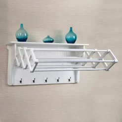 36" X 18" Wall Shelf With Collapsible Drying Rack And Hooks - Danya B. -Furniture Specialty Store GUEST 89fc9475 e18e 44da bd7c 879ff475be82