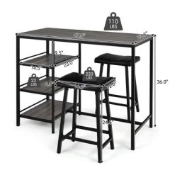 Costway 3 Piece Counter Height Dining Bar Table Set W/2 Stools&3 Storage Shelves -Furniture Specialty Store GUEST 8a1b329b 0e96 4a42 b0f9 22d2a5db50ca
