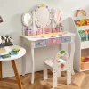 Costway Kids Vanity Princess Makeup Dressing Table Chair Set W/ Tri-fold Mirror White -Furniture Specialty Store GUEST 8a2fbe56 84c0 42de 8903 8c918f32c6c4
