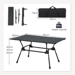 Tangkula Folding Camping Table Collapsible Aluminum Roll Up Beach Table With Carrying Bag 4-Level Adjustable Height Dark/Silver -Furniture Specialty Store GUEST 8a6264f4 a7e3 42e8 84e9 33c0ee0be233