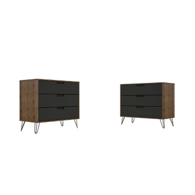Set Of 2 Rockefeller 3 Drawer Dresser - Manhattan Comfort 15 Set Of 2 Rockefeller 3 Drawer Dresser - Manhattan Comfort - Image 13