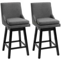 HOMCOM 28" Set Of 2 Swivel Bar Height Bar Stools, Armless Upholstered Barstools Chairs With Soft Padding Cushion And Wood Legs -Furniture Specialty Store GUEST 8b27ce22 8323 4db2 a2d9 54ebc19a5f1f