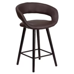 Flash Furniture Brynn Series 24'' High Contemporary Vinyl Rounded Back Counter Height Stool With Cappuccino Wood Frame -Furniture Specialty Store GUEST 8b2b468f 8f16 4a25 aa04 8f1514b1c6ea