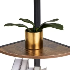 JOMEED 5 Shelf Industrial Corner Etagere Ladder Bookcase For Corner Spaces In Apartments, Studios, Offices, And Living Rooms, Black And Brown Wood -Furniture Specialty Store GUEST 8b34ffb4 1deb 4001 8716 5f563ba84cdb