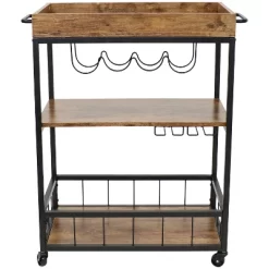 Sunnydaze Decor Sunnydaze 3 Tier Rustic Industrial Style Rolling Indoor Bar Cart With Wine Bottle And Stemware Rack -Furniture Specialty Store GUEST 8b5e105f 28bd 4734 aac2 e8eae69ff7a0