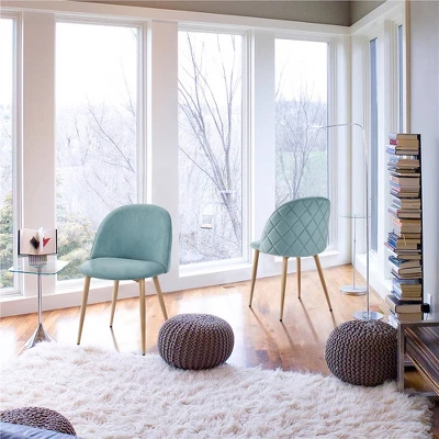 Yaheetech Pack Of 2 Velvet Dining Chairs With Backrest Metal Legs For Kitchen Dining Room 4 Yaheetech Pack Of 2 Velvet Dining Chairs With Backrest Metal Legs For Kitchen Dining Room - Image 2