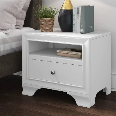 Edmond 1 Drawer Nightstand With USB White - ClickDecor 3 Edmond 1 Drawer Nightstand With USB White - ClickDecor