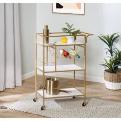 Honey-Can-Do 3 Tier Bar Cart Gold/White -Furniture Specialty Store GUEST 8c732ef9 902a 4a23 b5d0 43287a20afbd