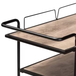 Huntley Wood And Metal Mobile Wine Cart Walnut Brown/Black - Baxton Studio -Furniture Specialty Store GUEST 8cffac8d 657e 4fac b531 ffe1a5a64201