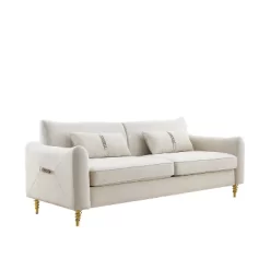 80.3" Modern Velvet Tufted Sofa With 2 Pillows And Gold Legs - ModernLuxe -Furniture Specialty Store GUEST 8d289b97 2258 4881 8e34 33ac5990aec7