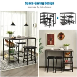 Costway 3 Piece Counter Height Dining Bar Table Set W/2 Stools&3 Storage Shelves -Furniture Specialty Store GUEST 8d80cc65 9a76 4747 a3d8 7f9413005dd2