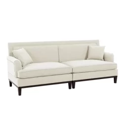 81.8" Upholstered Country Loveseat Sofa With Wooden Legs And Two Throw Pillows-ModernLuxe -Furniture Specialty Store GUEST 8dd9503c 0fea 45db b6ae 3bce939e1f37