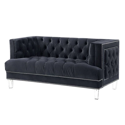 64" Ansario Sofa Charcoal Velvet - Acme Furniture 4 64" Ansario Sofa Charcoal Velvet - Acme Furniture - Image 2