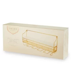 Twine Gold Wall Mounted Wine Rack, Holds 8 Standard Wine Bottles, Wood And Cast Iron, Cork Storage, Holds 5 Wine Glasses, Gold Finish -Furniture Specialty Store GUEST 8e290a6f a106 4dda b8e9 b0c4eecbfdb8