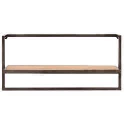 17" X 7.9" Floating Industrial Wood Wall Shelf With Metal Towel Bar Black - Danya B.