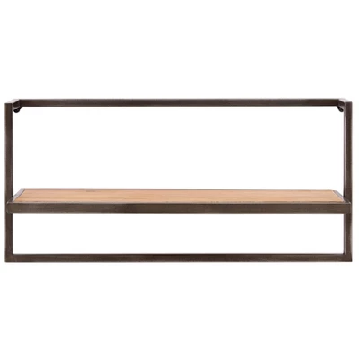 17" X 7.9" Floating Industrial Wood Wall Shelf With Metal Towel Bar Black - Danya B. 3 17" X 7.9" Floating Industrial Wood Wall Shelf With Metal Towel Bar Black - Danya B.