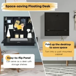 Costway Wall-Mount Floating Desk Foldable Space Saving Laptop Workstation -Furniture Specialty Store GUEST 8e47e74b 6056 4459 8940 25efee884b8b