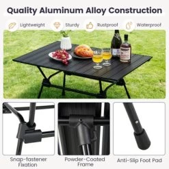 Tangkula Folding Camping Table Collapsible Aluminum Roll Up Beach Table With Carrying Bag 4-Level Adjustable Height Dark/Silver -Furniture Specialty Store GUEST 8eaadb4a 7024 4a56 ae65 60dae06d2d8c