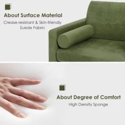 Costway Modern Loveseat 2-Seat Sofa Couch W/ 2 Bolsters & Side Storage Pocket Army Green 18 Costway Modern Loveseat 2-Seat Sofa Couch W/ 2 Bolsters & Side Storage Pocket Army Green -Furniture Specialty Store GUEST 8f45d008 cb80 4f33 b361 de37c5f91641