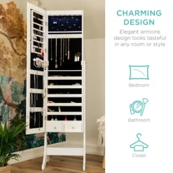 Best Choice Products 6-Tier Standing Mirror Lockable Storage Organizer Cabinet Armoire W/ LED Lights 13 Best Choice Products 6-Tier Standing Mirror Lockable Storage Organizer Cabinet Armoire W/ LED Lights -Furniture Specialty Store GUEST 8f8ec242 b1e6 4edc 95dc 50c3a5496937