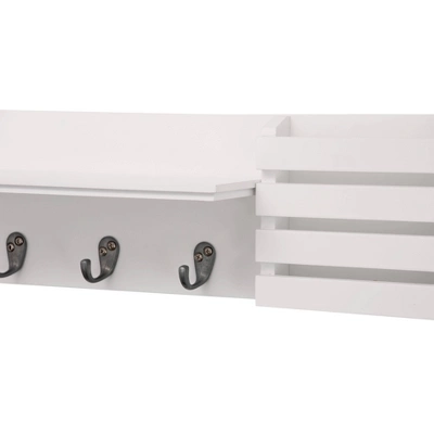 Sydney Wall Shelf With Hooks And Mail Sorter - White 5 Sydney Wall Shelf With Hooks And Mail Sorter - White - Image 3