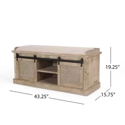 Niemi Rustic Storage Bench With Cushion Beige/ Natural/Black - Christopher Knight Home -Furniture Specialty Store GUEST 908d4c69 5b66 4e4a 9599 91fe7bc47d57