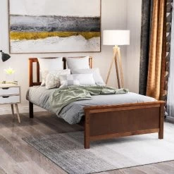 Twin Size Wood Platform Bed With Headboard, Footboard And Wood Slat Support-ModernLuxe -Furniture Specialty Store GUEST 9093052e bbbc 451b a73b 3a162d038cc4