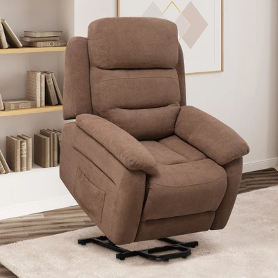 Costway Power Lift Recliner Chair Sofa For Elderly W/ Side Pocket & Remote Control GreyBrown 4 Costway Power Lift Recliner Chair Sofa For Elderly W/ Side Pocket & Remote Control GreyBrown - Image 2
