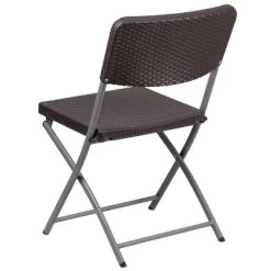 Emma And Oliver 6 Pack Brown Rattan Plastic Folding Chair With Gray Frame - Event Chair -Furniture Specialty Store GUEST 90db2bba 09c6 44c7 bebd 84246acc7315