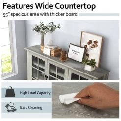 Costway 55'' Buffet Server Table Storage Cabinet Sideboard Glass Doors Adjustable Shelves -Furniture Specialty Store GUEST 92852a56 0db6 4cbb a926 c1220e6c73fc