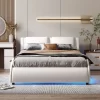 Upholstered Faux Leather Platform Bed With LED Light Bed Frame With Slatted-ModernLuxe 1 Upholstered Faux Leather Platform Bed With LED Light Bed Frame With Slatted-ModernLuxe -Furniture Specialty Store GUEST 92a40803 0db7 431a b5bf 5262d6461ab7