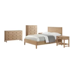 5pc Arden Wood Bedroom Set With Two 2 Drawer Nightstands With Open Shelf Light Driftwood - Alaterre Furniture -Furniture Specialty Store GUEST 93ff9954 c350 48a6 9bad b04f7ae2b758