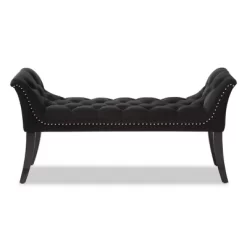 Chandelle Luxe And Contemporary Velvet Upholstered Bench Black - Baxton Studio