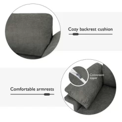 Costway Modern Linen Fabric Accent Armchair Upholstered Single Sofa W/ Metal Legs Grey -Furniture Specialty Store GUEST 94691f4f c0d1 4abd 9ac8 cc7388b508a1